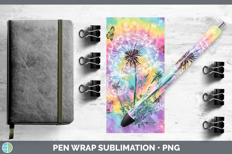 Dandelion Flowers 03 Tie Dye Pen Wrap Sublimation Design