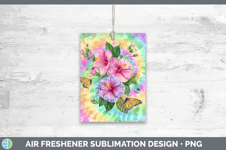 Hibiscus Flowers 03 Tie Dye Air Freshener Sublimation Design