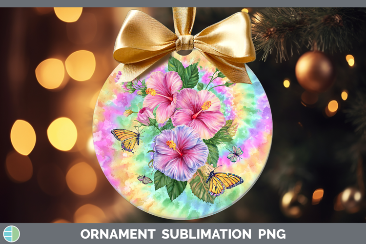 Hibiscus Flowers 03 Tie Dye Ornament Sublimation Design