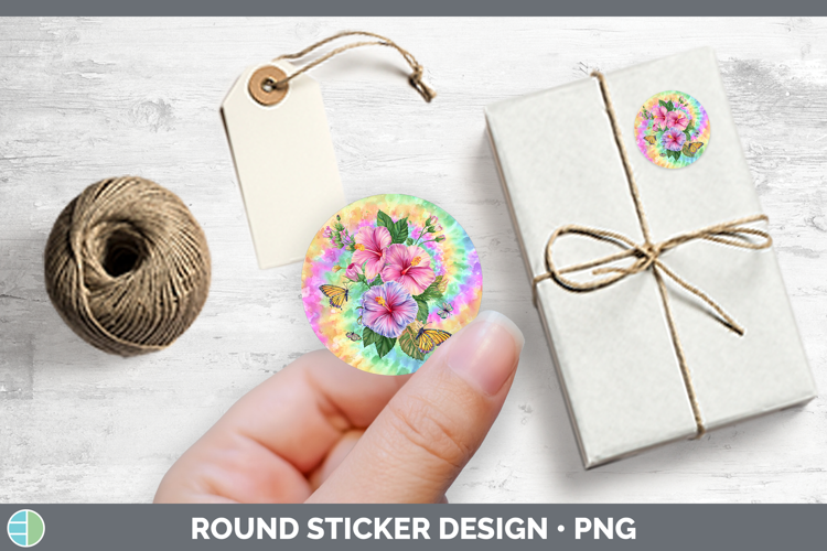 Hibiscus Flowers 03 Tie Dye Stickers Design