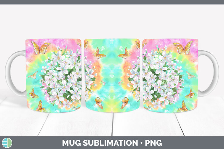 GorgeousFlowers 03 Tie Dye Mug Wrap design.