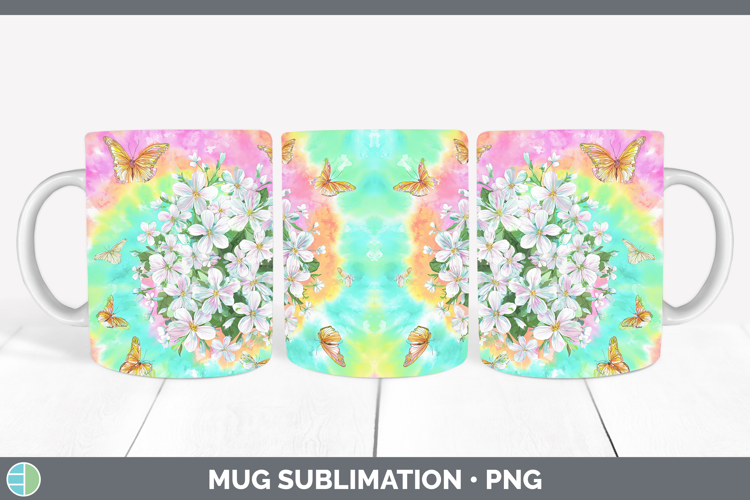 Jasmine Flowers 03 Tie Dye Mug Wrap Sublimation Design