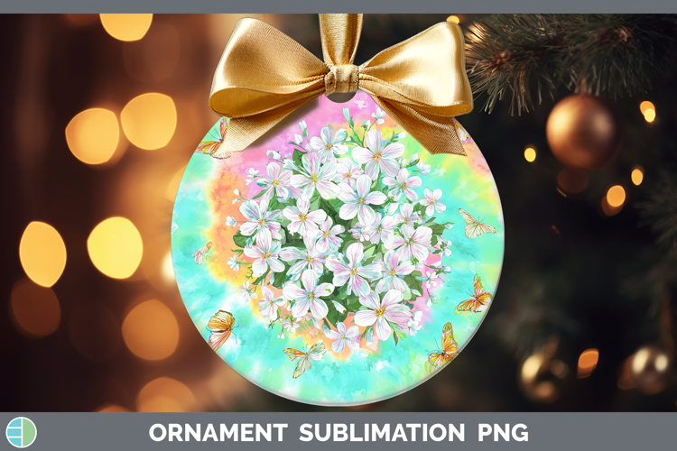 Jasmine Flowers 03 Tie Dye Ornament Sublimation Design