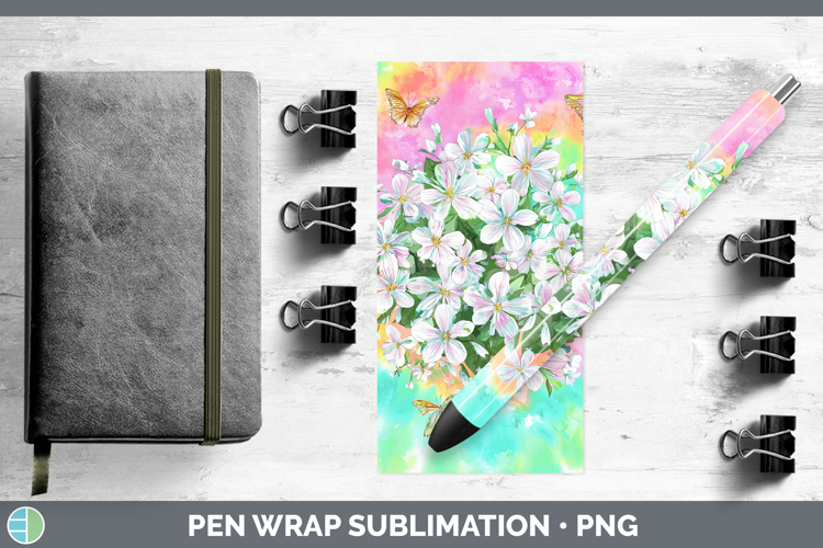 Jasmine Flowers 03 Tie Dye Pen Wrap Sublimation Design
