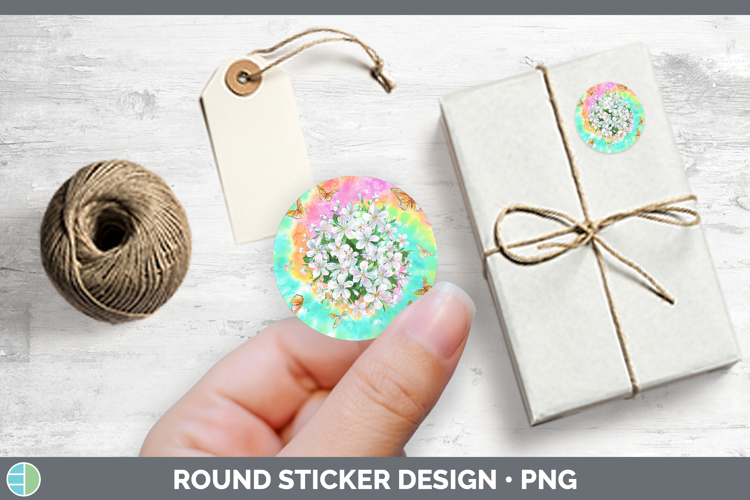 Jasmine Flowers 03 Tie Dye Stickers Design