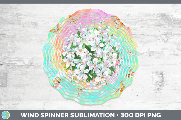 Jasmine Flowers 03 Tie Dye Wind Spinner Sublimation Design