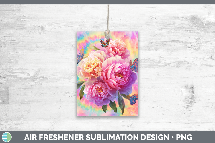 Peony Flowers 03 Tie Dye Air Freshener Sublimation Design