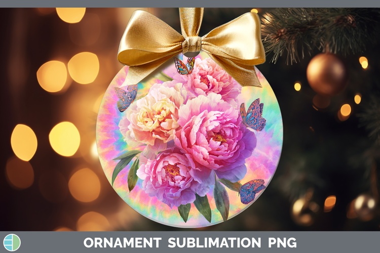 Peony Flowers 03 Tie Dye Ornament Sublimation Design