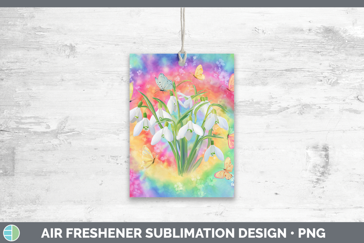 Snowdrop Flowers 03 Tie Dye Air Freshener Sublimation Design