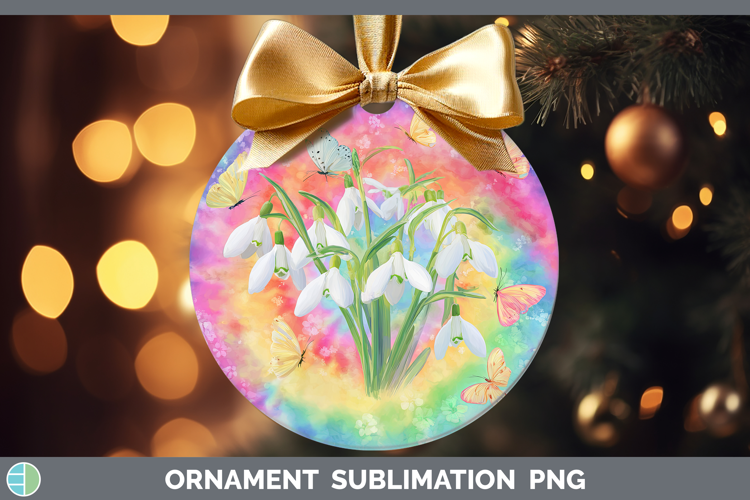 Snowdrop Flowers 03 Tie Dye Ornament Sublimation Design