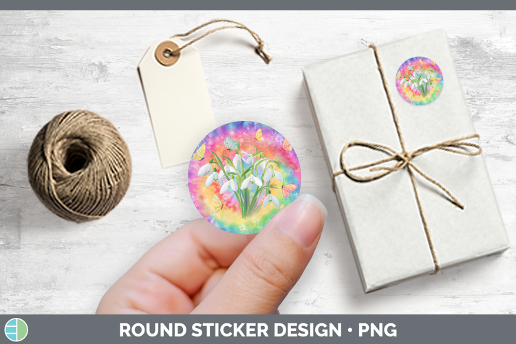 Snowdrop Flowers 03 Tie Dye Stickers Design