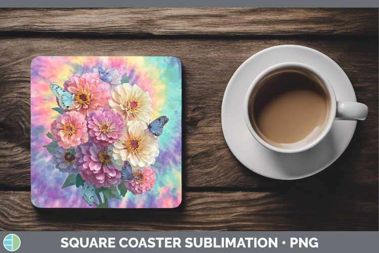 GorgeousFlowers 03 Tie Dye Square Coaster design.
