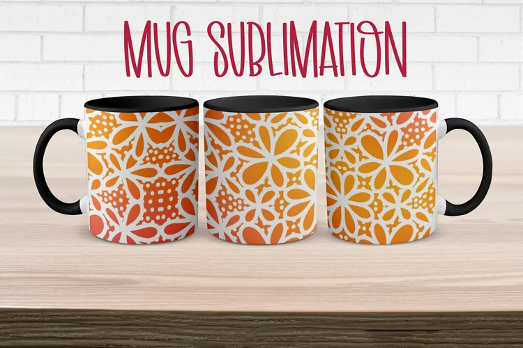 Mug Sublimation Wrap - Orange Spring Flowers