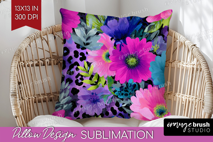 Floral Pillow Sublimation - Sping Flowers Pillow Cover PNG