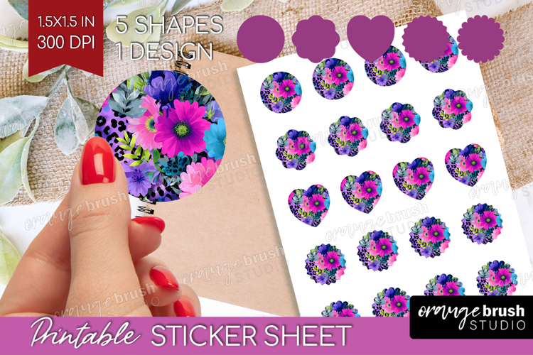 Floral Round Sticker - Sping Flowers Printable Sticker Sheet
