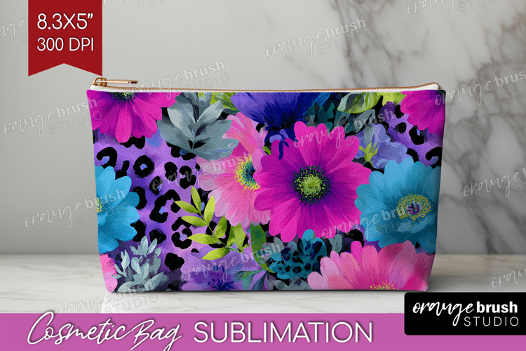 Floral Cosmetic Bag - Sping Flowers Makeup Bag PNG