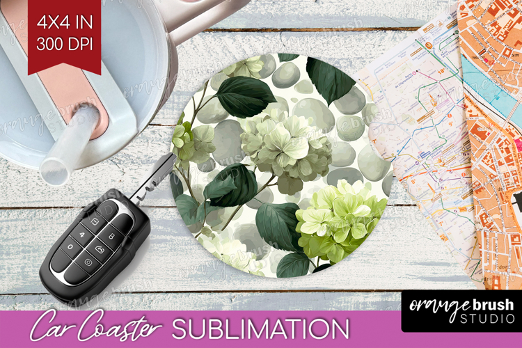 Floral Car Coaster - Sping Flowers Coaster PNG Sublimation