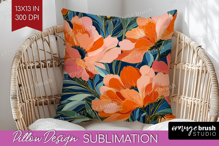 Floral Pillow Sublimation - Sping Flowers Pillow Cover PNG