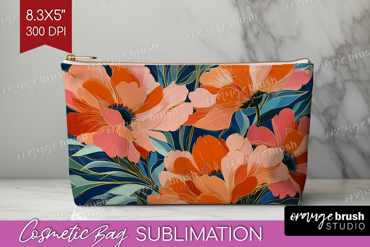 Floral Cosmetic Bag - Sping Flowers Makeup Bag PNG