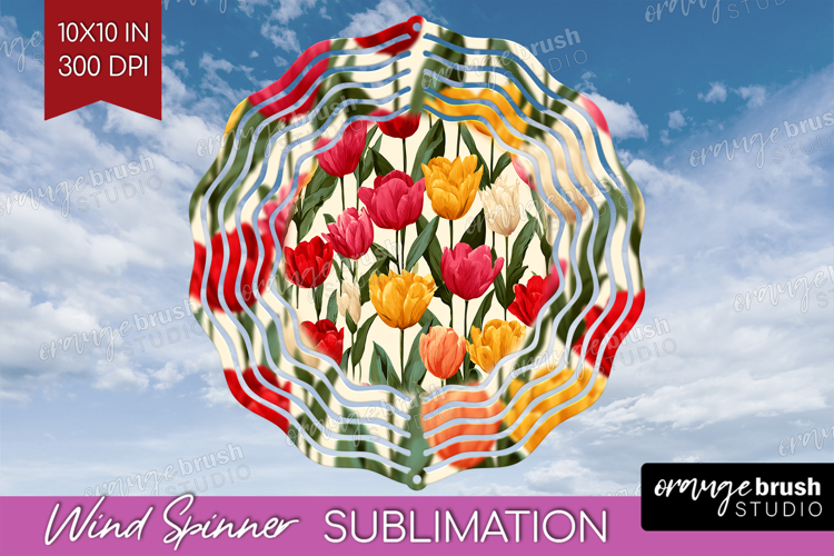Floral Wind Spinner Sublimation PNG - Sping Flowers Round