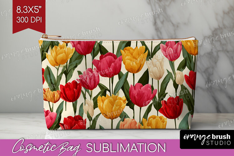 Floral Cosmetic Bag - Sping Flowers Makeup Bag PNG example image 1