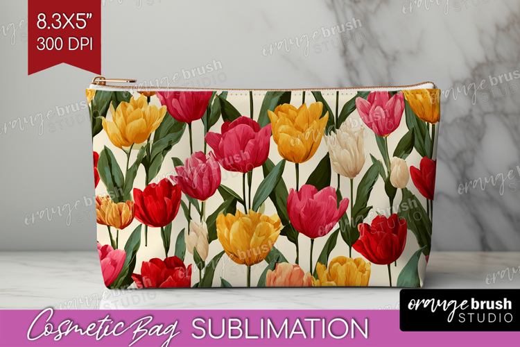 Floral Cosmetic Bag - Sping Flowers Makeup Bag PNG