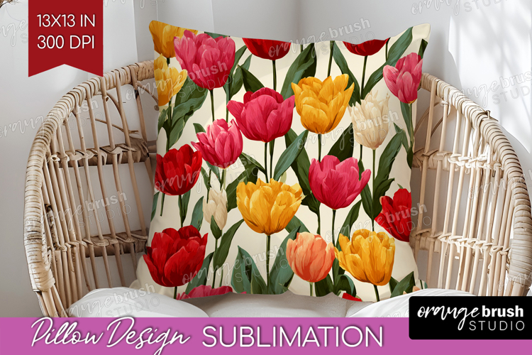 Floral Pillow Sublimation - Sping Flowers Pillow Cover PNG