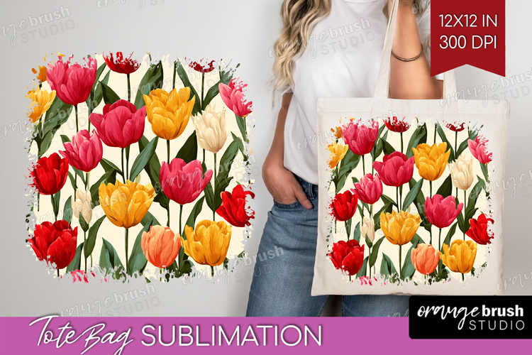 Floral Tote Bag - Sping Flowers Tote Bag PNG Sublimation