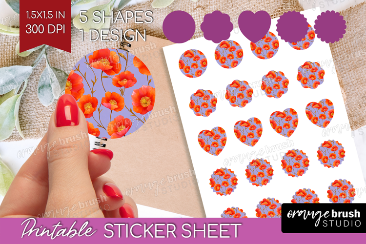 Floral Round Sticker - Sping Flowers Printable Sticker Sheet