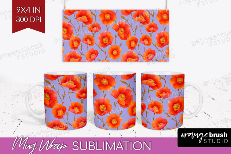 Floral Mug Wrap - Sping Flowers Mug PNG Sublimation