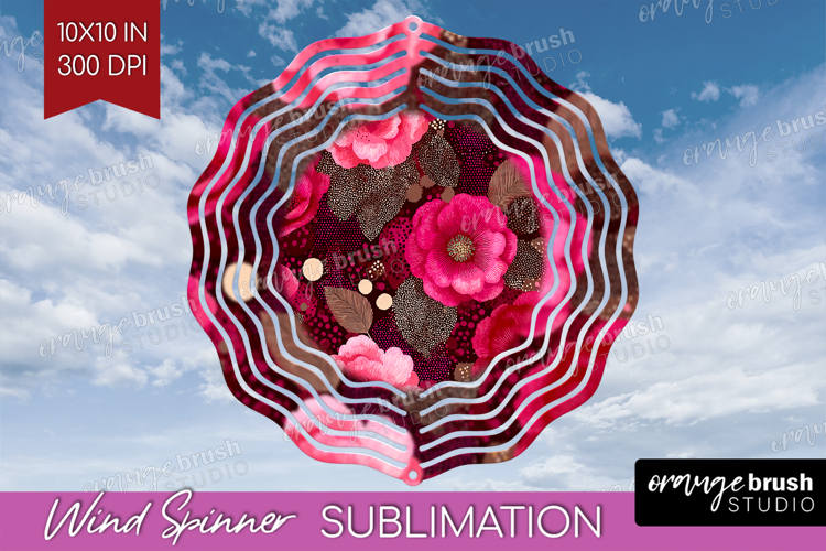 Floral Wind Spinner Sublimation PNG - Sping Flowers Round
