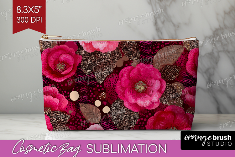 Floral Cosmetic Bag - Sping Flowers Makeup Bag PNG