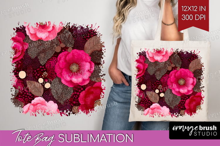 Floral Tote Bag - Sping Flowers Tote Bag PNG Sublimation