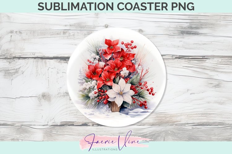 Flowers Sublimation Round Coaster example image 1