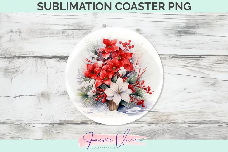 Flowers Sublimation Round Coaster