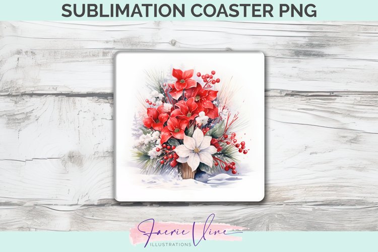 Flowers Sublimation Square Coaster example image 1