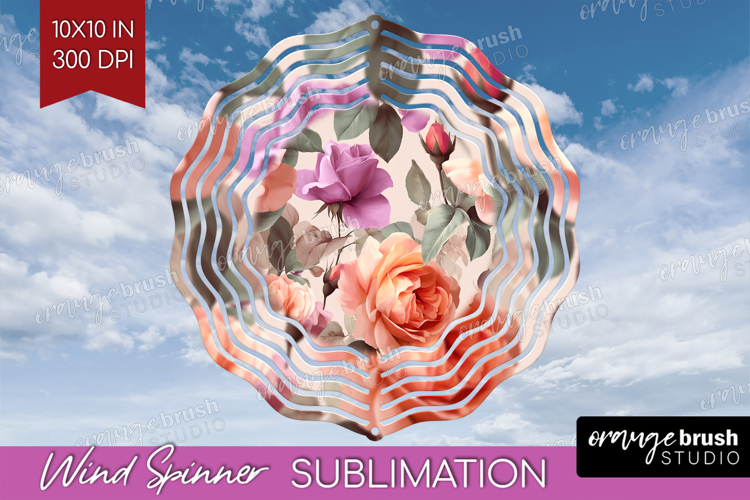 Floral Wind Spinner Sublimation PNG - Sping Flowers Round