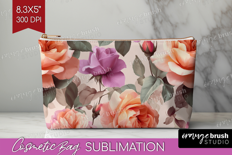 Floral Cosmetic Bag - Sping Flowers Makeup Bag PNG