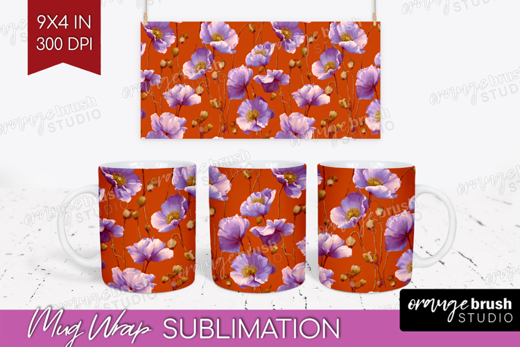 Floral Mug Wrap - Sping Flowers Mug PNG Sublimation