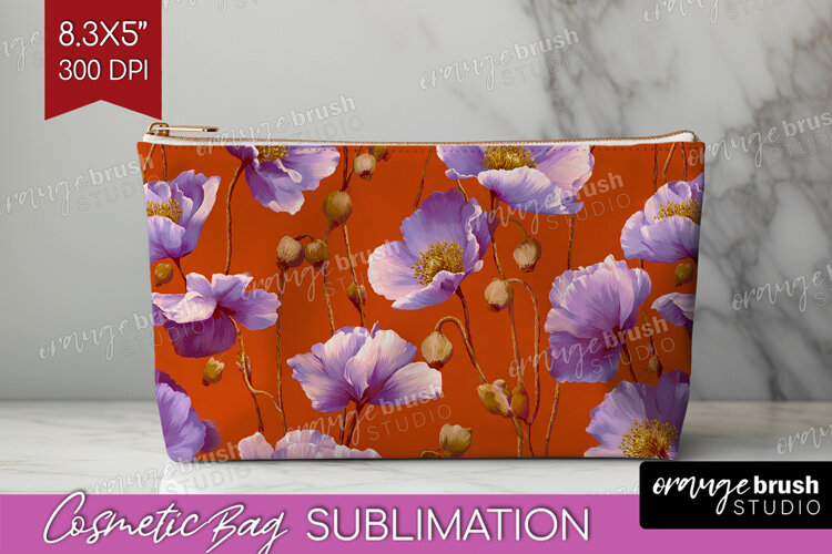 Floral Cosmetic Bag - Sping Flowers Makeup Bag PNG example image 1