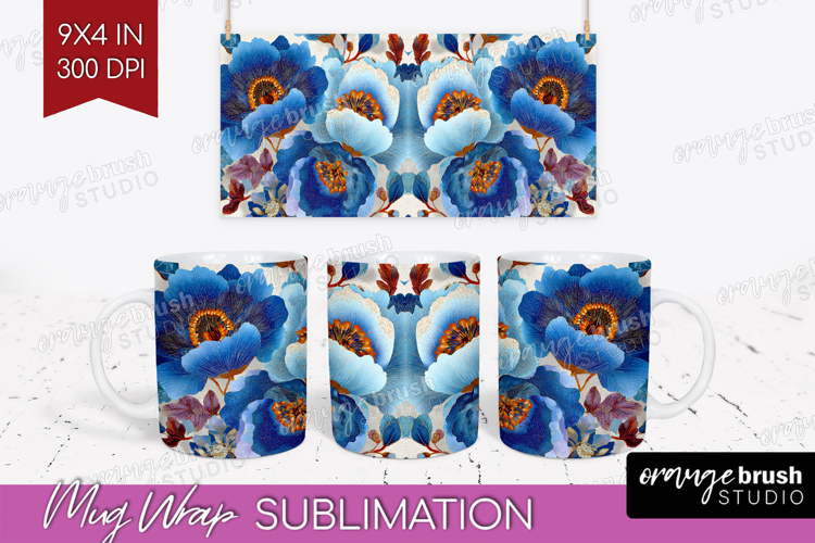 Floral Mug Wrap - Sping Flowers Mug PNG Sublimation