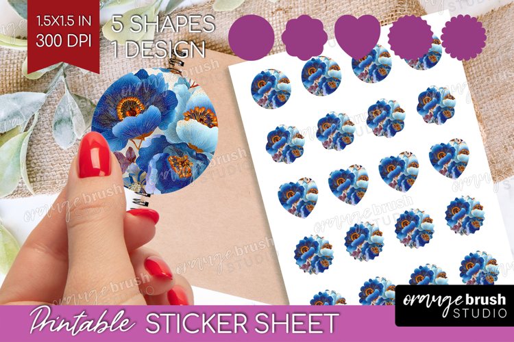 Floral Round Sticker - Sping Flowers Printable Sticker Sheet