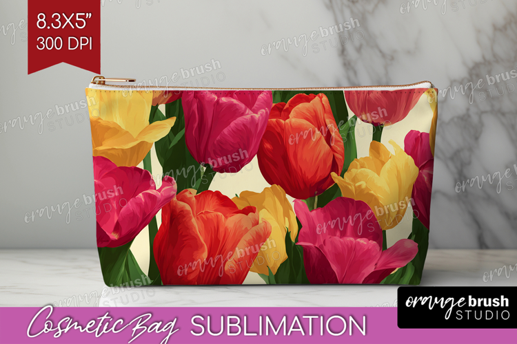 Floral Cosmetic Bag - Sping Flowers Makeup Bag PNG
