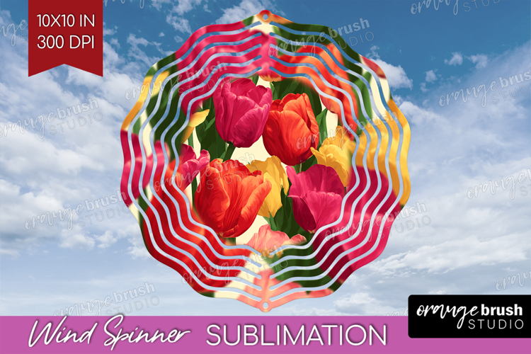 Floral Wind Spinner Sublimation PNG - Sping Flowers Round