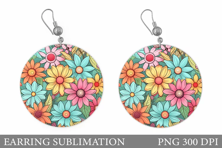 Flowers Round Earring. Daisy Flowers Earring Design