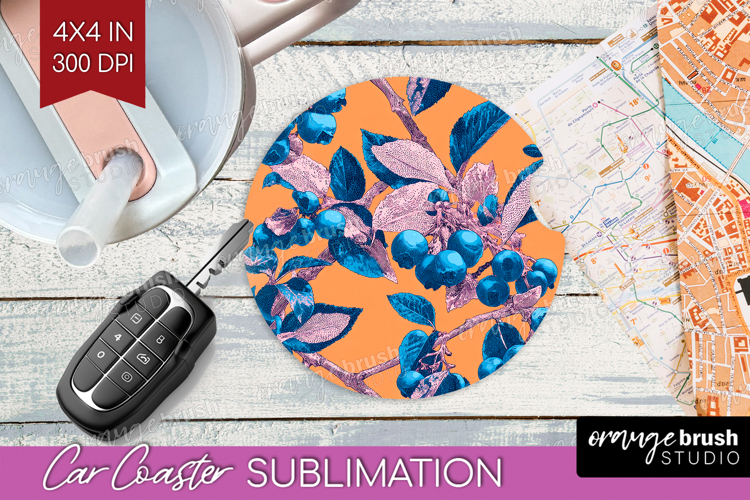 Floral Car Coaster - Sping Flowers Coaster PNG Sublimation