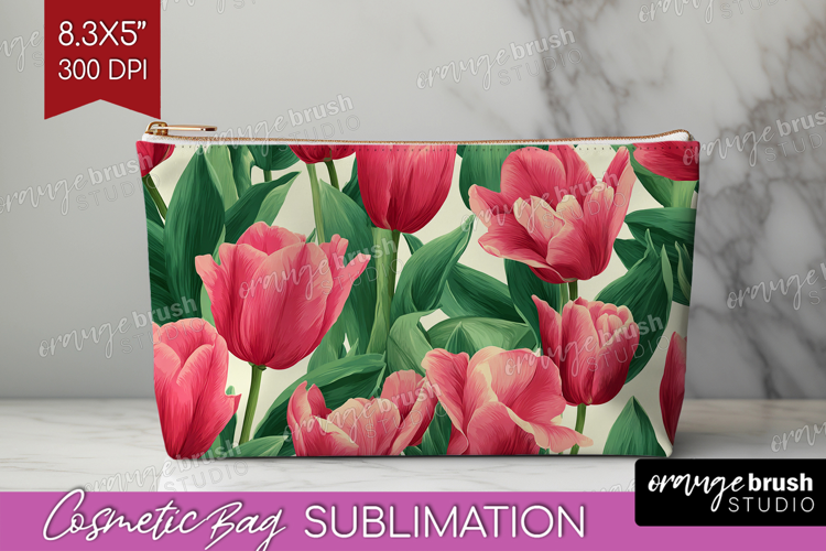 Floral Cosmetic Bag - Sping Flowers Makeup Bag PNG