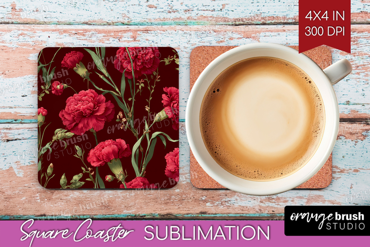 Floral Square Coaster - Sping Flowers Coaster PNG
