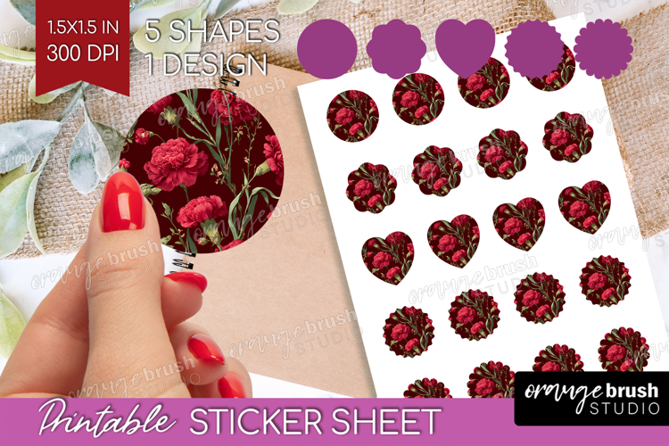 Floral Round Sticker - Sping Flowers Printable Sticker Sheet