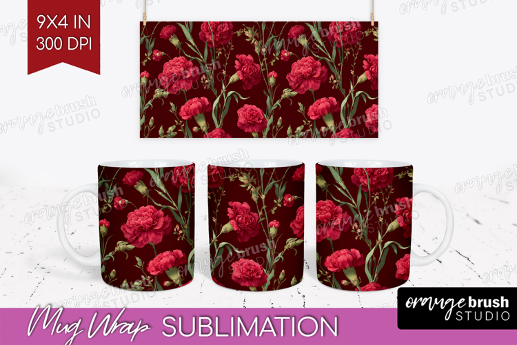 Floral Mug Wrap - Sping Flowers Mug PNG Sublimation